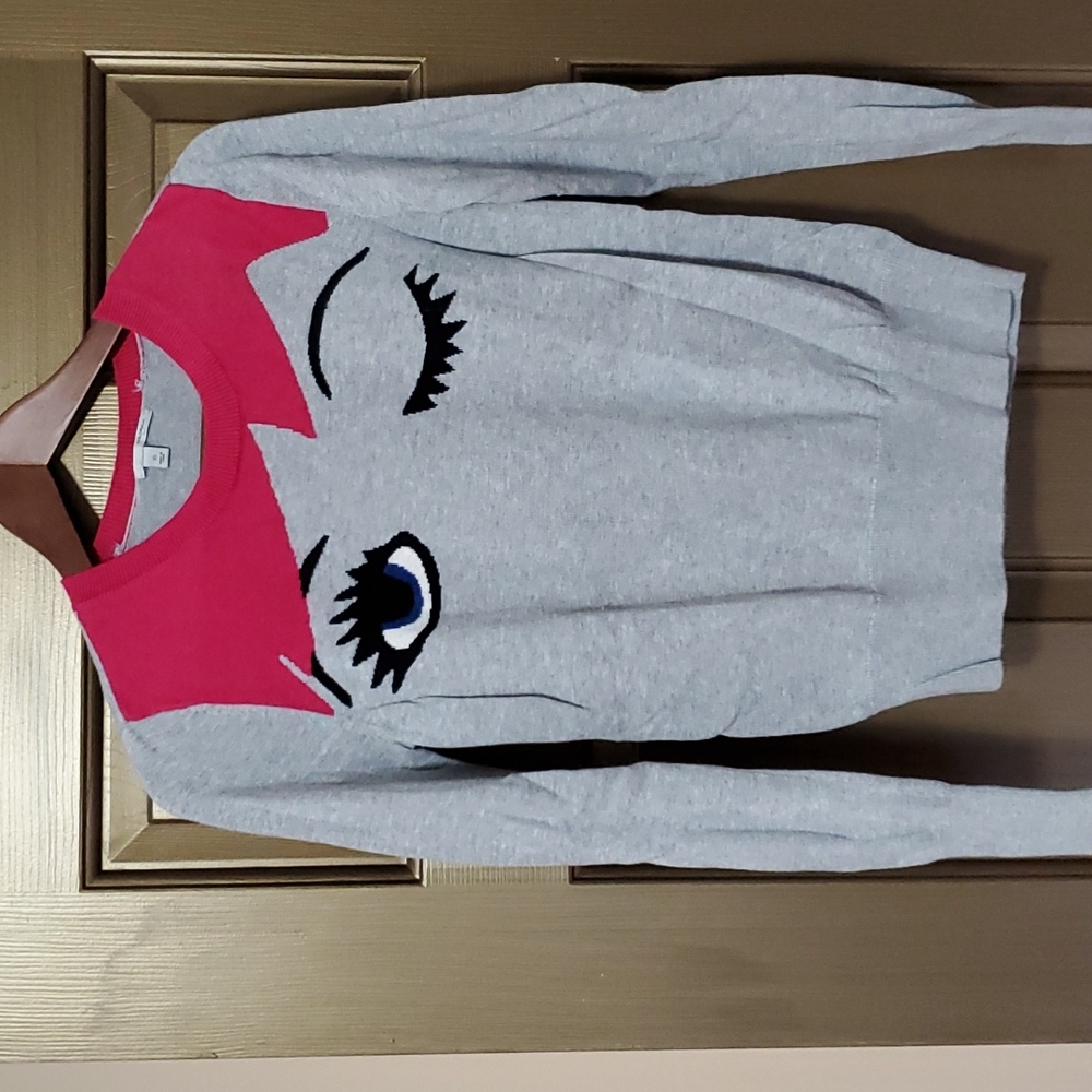 Halogen Winking Eye Cotton mix Sweater XS, Pink and gray